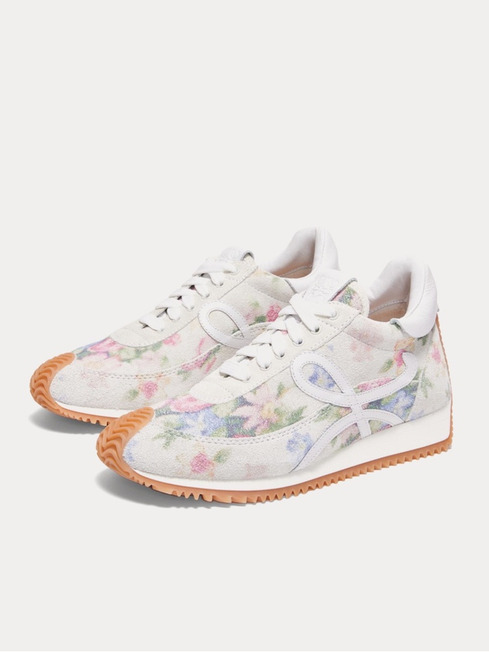 NEW Loewe Flow Runner Brushed Suede White Pink Low Top Sneakers | Size 41